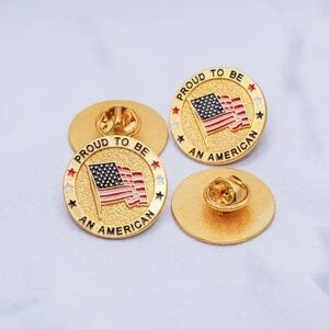 NEW 2pc Patriotic "Proud To Be An  American" Flag Brooch Pin, Unisex